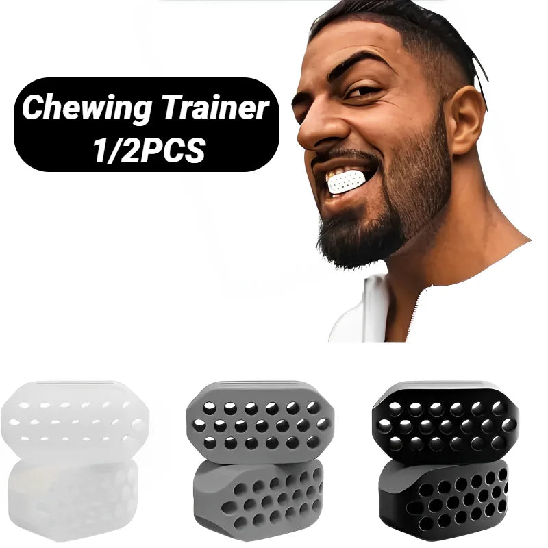 2Pcs Jaw Exerciser Fitness Jawline Muscle Training Double Chin Reducer Neck Face Slimming Mouth Silicone Chew