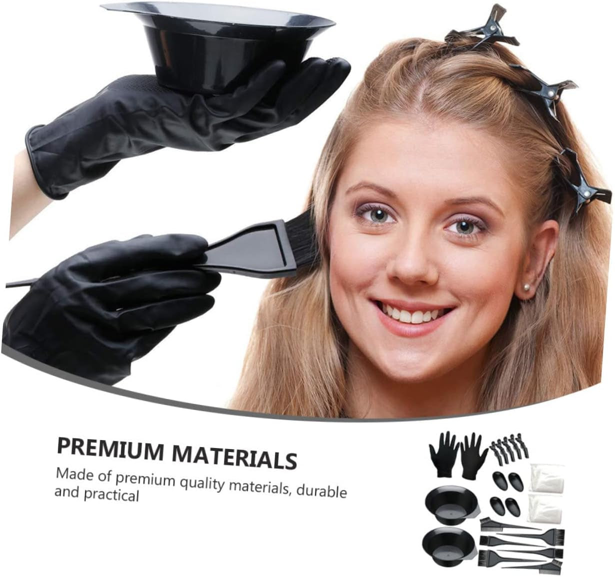 Professional Hair Dye Bowl Set 21Pcs Kit Gloves Ear Covers Hair Coloring Tools Comb Brush Easy Diy