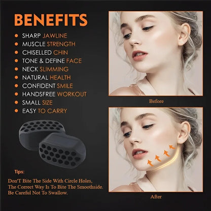 2Pcs Jaw Exerciser Fitness Jawline Muscle Training Double Chin Reducer Neck Face Slimming Mouth Silicone Chew
